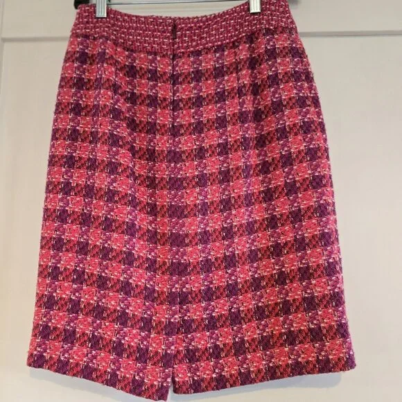 Tory Burch Merlot Multi Tweed Darren Straight Pencil Skirt Size 2 NWT 18121309 - Picture 3 of 11